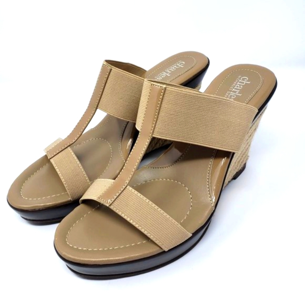 Charles David Beige Espadrille Wedge Sandals